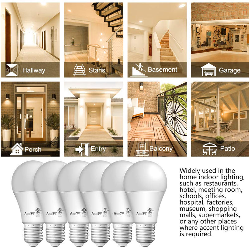 A19 LED Light Bulbs- 6 Pack, AmeriTop Efficient 14W(100W Equivalent) 1600 Lumens General Lighting Bulbs, UL Listed, Non-Dimmable, E26 Standard Base (2700K Soft White) 2700K Soft White