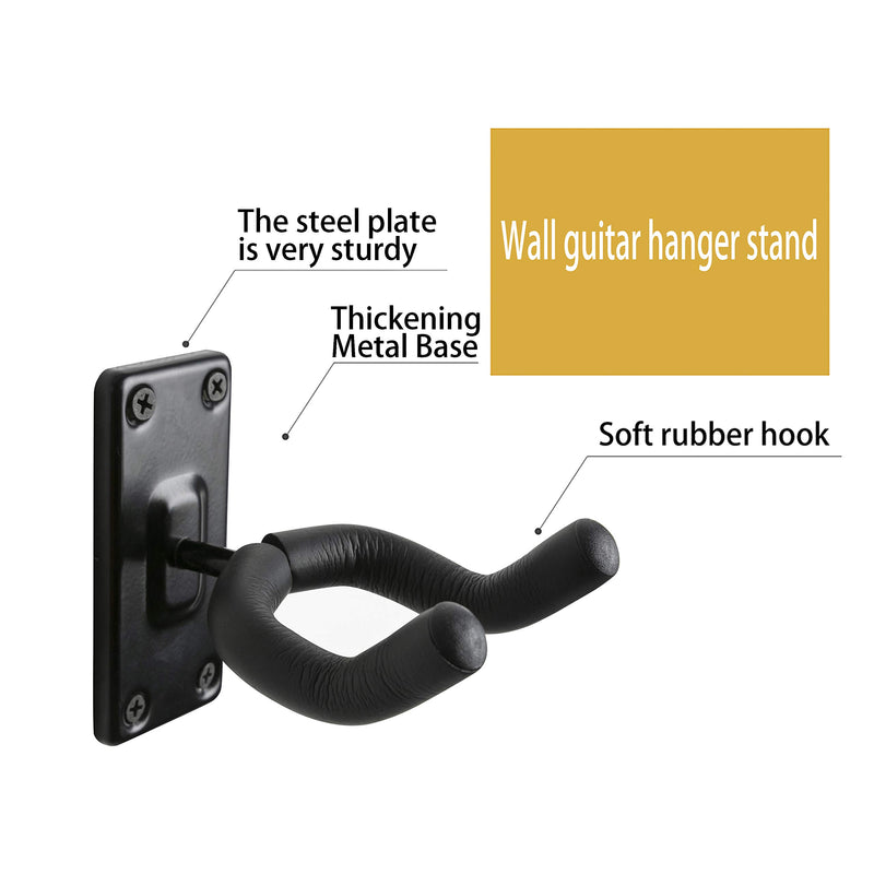 Guitar Wall Mount 2Pack,Guitar Hangers for Wall,Wall Guitar Mount Hooks Stand,Perfectly Display Musical Instruments for Retail Shop,Bedroom,Playroom,Bar,Rehearsal,2Sets Square & Black S MODEL HANGER