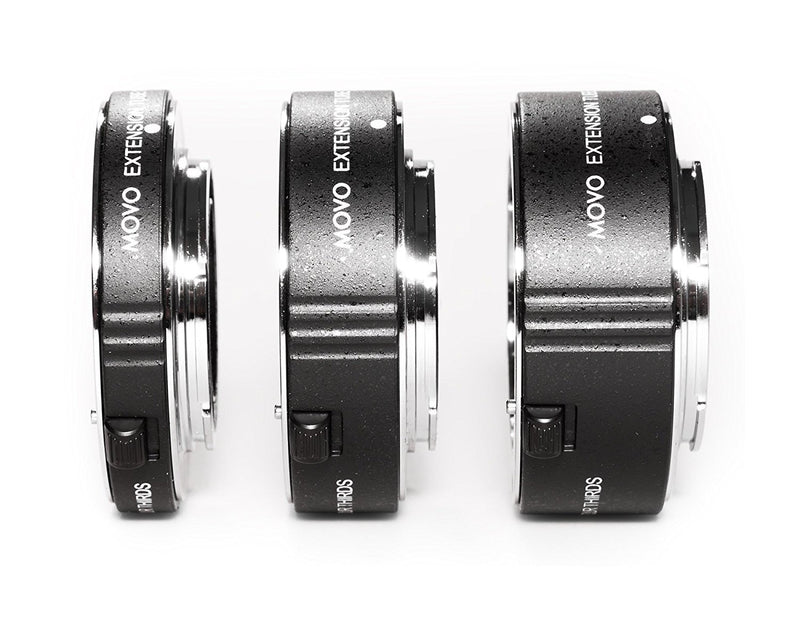 Movo MT-CM47 3-Piece AF Chrome Macro Extension Tube Set for Canon EOS M, M2, M3, M5, M6, M10, M100 Mirrorless Cameras with 10mm, 16mm and 21mm Tubes