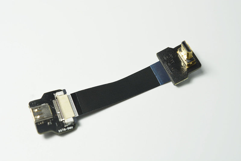 Black FPV Flat HDMI Cable Micro HDMI male 90 degree angled to Micro HDMI female for panasonic lumix GH4 blackmagic BMPCC sony alpha sony A5000 A6000 A7R A7S (5CM) 5CM