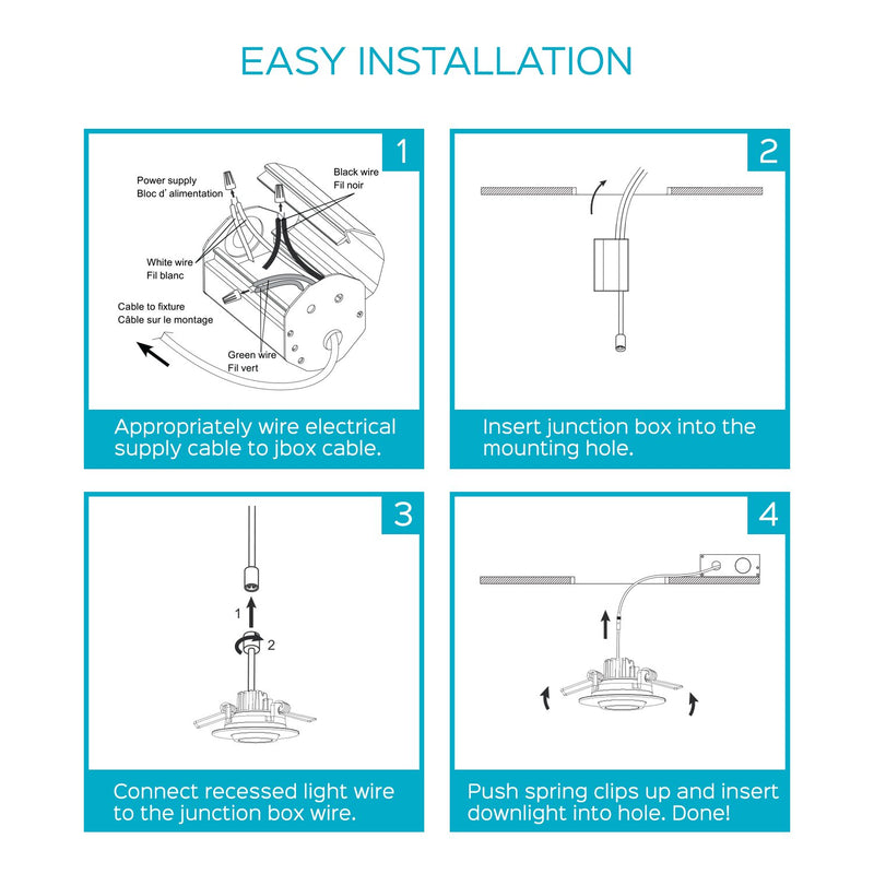 Luxrite 2 Inch Gimbal LED Recessed Light with Junction Box, 5W, 3000K Soft White, 400 Lumens, Dimmable Downlight, Energy Star & IC Rated, Damp Location - Adjustable Recessed Lighting 3000k (Soft White)