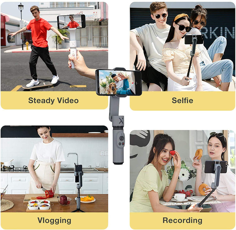 Zhiyun Smooth X Combo Kit with Mini Tripod and Pouch 2-Axis Smartphone Gimbal Stabilizer for iPhone Android Samsung, Selfie Stick, YouTube Vlog Video, Face Tracking, Bluetooth, Gesture & Zoom