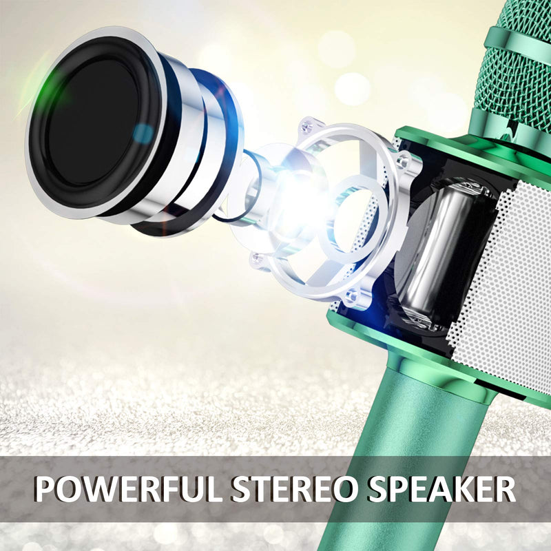 BONAOK Bluetooth Wireless Karaoke Microphone,3-in-1 Portable Handheld Karaoke Mic Speaker Machine Birthday Home Party for PC or All Smartphone Q37 (Green) Green