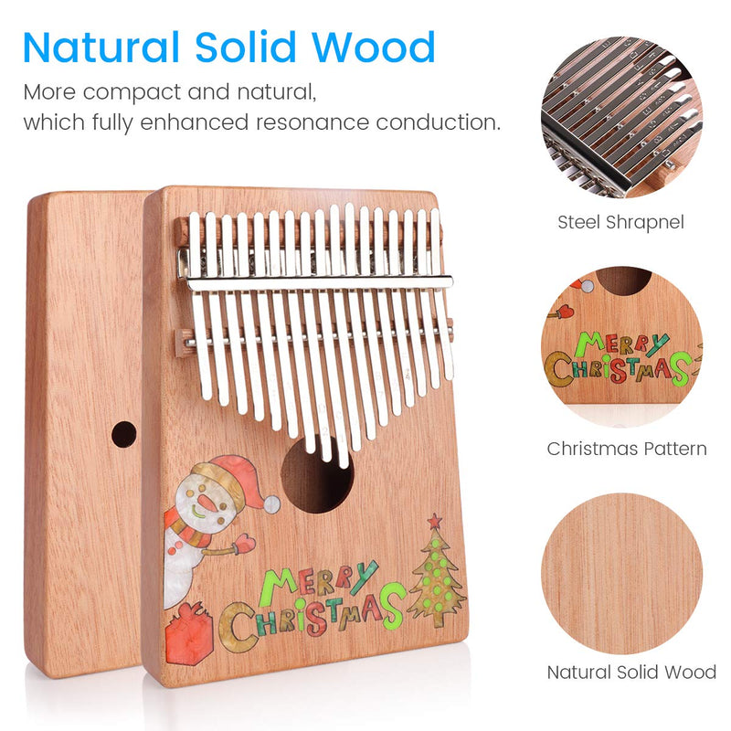 ELE ELEOPTION Kalimba 17 Keys Thumb Piano with Mahogany body,Builts-in Flannel storage Bag, Tuning Hammer and Study Instruction - 8 pieces Fit Kids Adult Beginners for Christmas Gift - Santa Claus Santa Claus Thumb Piano