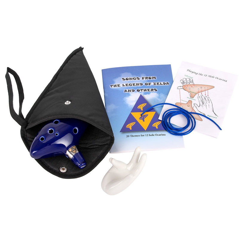 Deekec Zelda Ocarina 12 Hole Alto C with Song Book (Songs From the Legend of Zelda) with Display Stand Protective Bag Blue