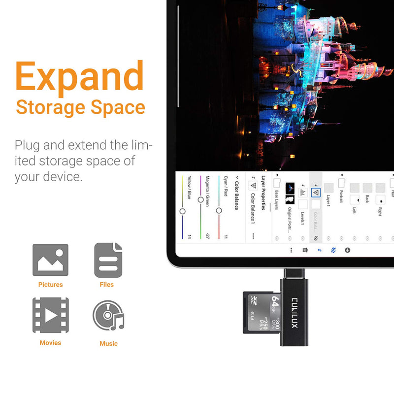 USB C to SD/Micro SD Card Adapter, 5 Gbps High-Speed Thunderbolt 3 OTG Memory Card Reader Compatible with MacBook iPad Pro iPad Air 4, Samsung S21/S20 Note 20/10 Pixel 5 4 3 2 XL, OnePlus 9 8T 7 Pro Black