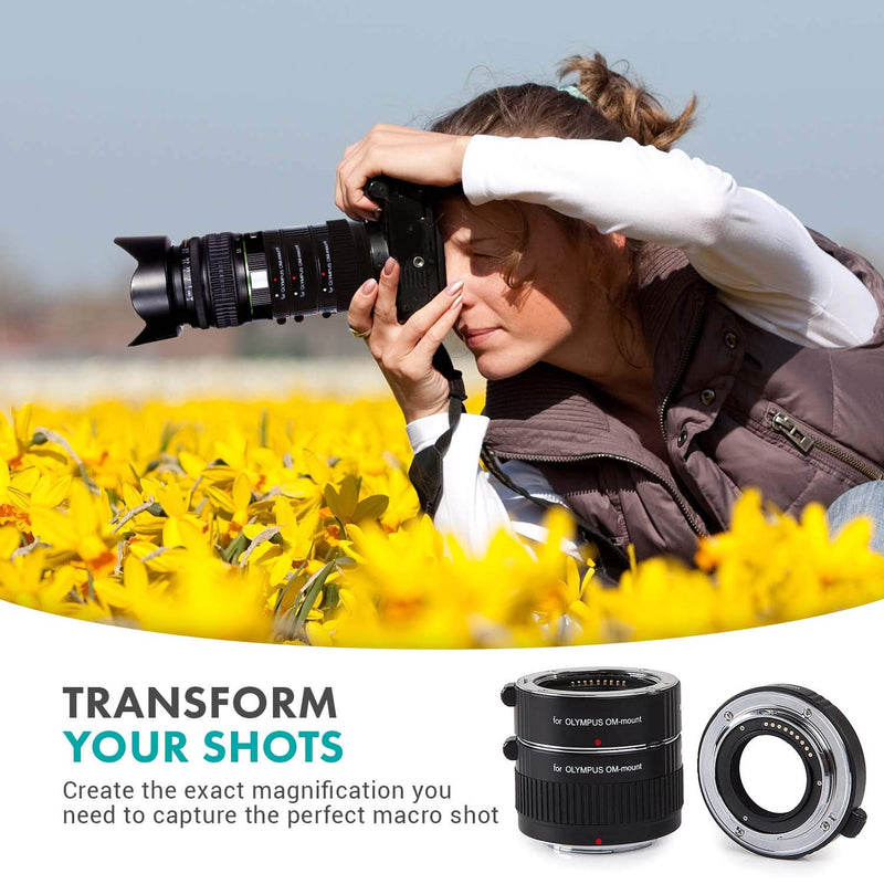 Movo AF Macro Extension Tube Set for Olympus EVOLT Four-Thirds Mount DSLR Camera with 12mm, 20mm and 36mm Tubes (Metal Mount)