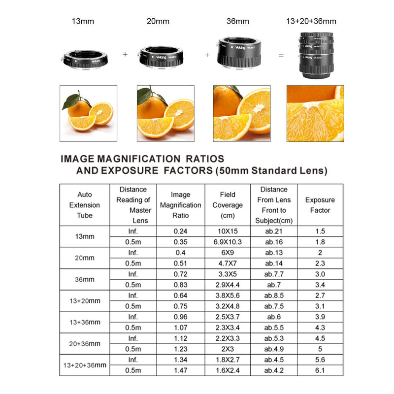 Voking VK-S-ET2 13mm 21mm 31mm Macro Auto Focus A Mount Extension Tube Ring Set AF for Sony A Mount DSLR A65 A58 A55 A33 A77II,etc