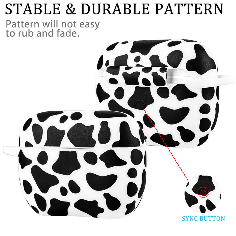 Airpod Pro Case Soft Silicone - LitoDream Case Cover Flexible Skin for Apple AirPods Pro Charging Case Cute Women Girls Protective Skin with Keychain - Cow Cow Print