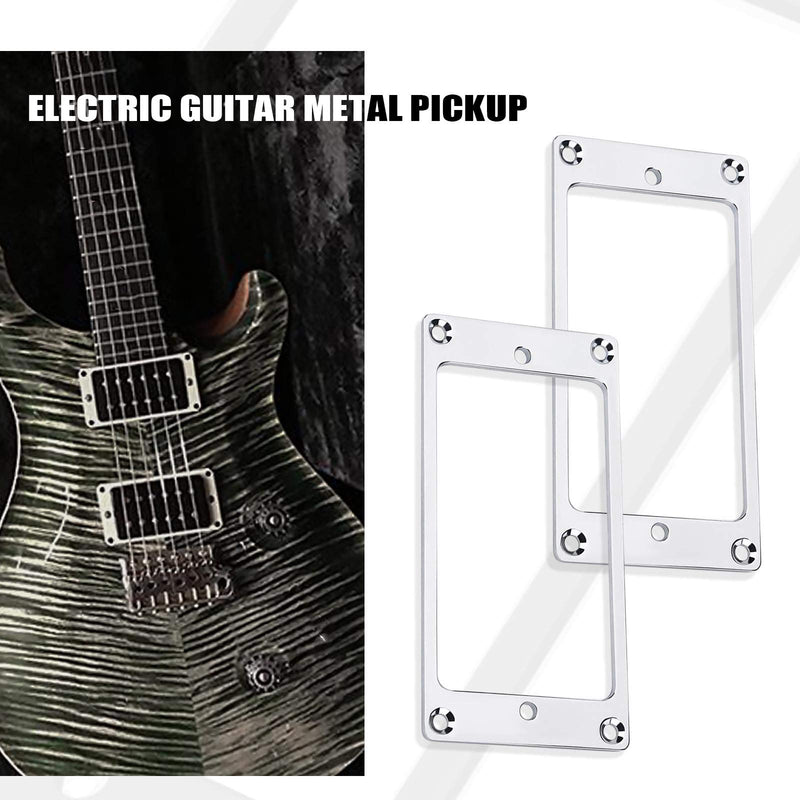 2Pcs Silver Humbucker Pickup Mounting Rings With Screws Fittings 92x45.5x2mm Metal Flat Pickup Cover Frame For Electric Guitar Replacement Parts