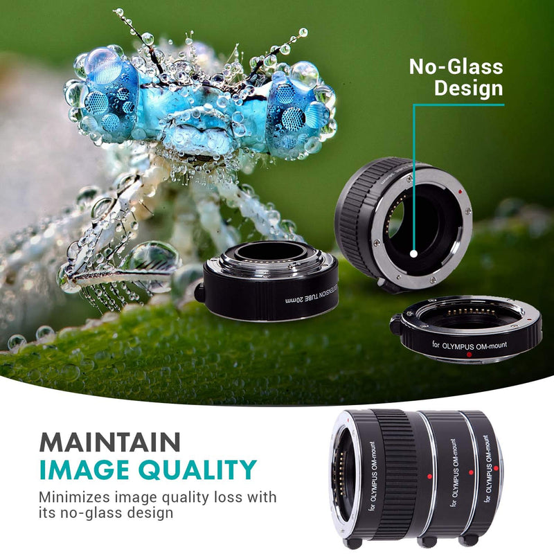 Movo AF Macro Extension Tube Set for Olympus EVOLT Four-Thirds Mount DSLR Camera with 12mm, 20mm and 36mm Tubes (Metal Mount)