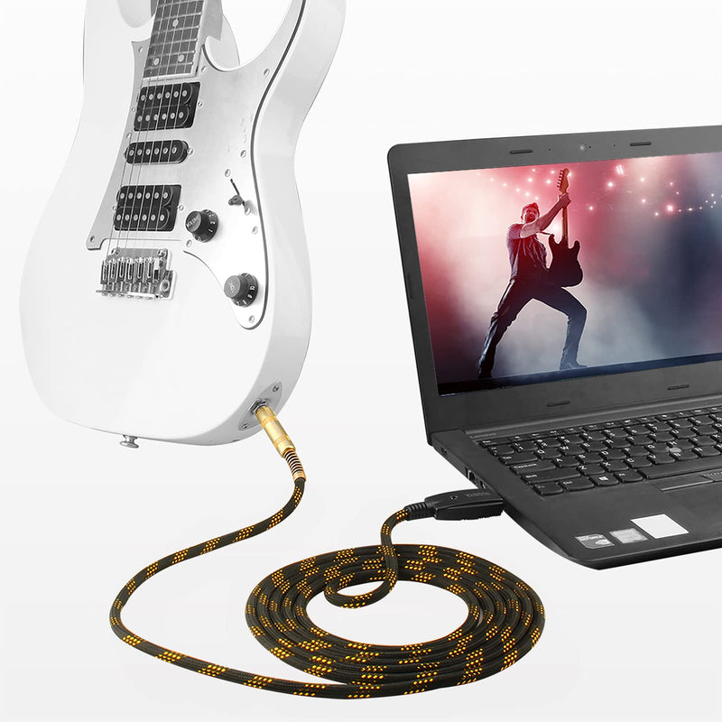 USB Guitar Cable EBXYA USB to 6.35mm Guitar Interface USB to TS 1/4 guitar Jack Cable for Guitar Bass to Computer Music Recording (10ft/3M) USB Guitar Cable 3m