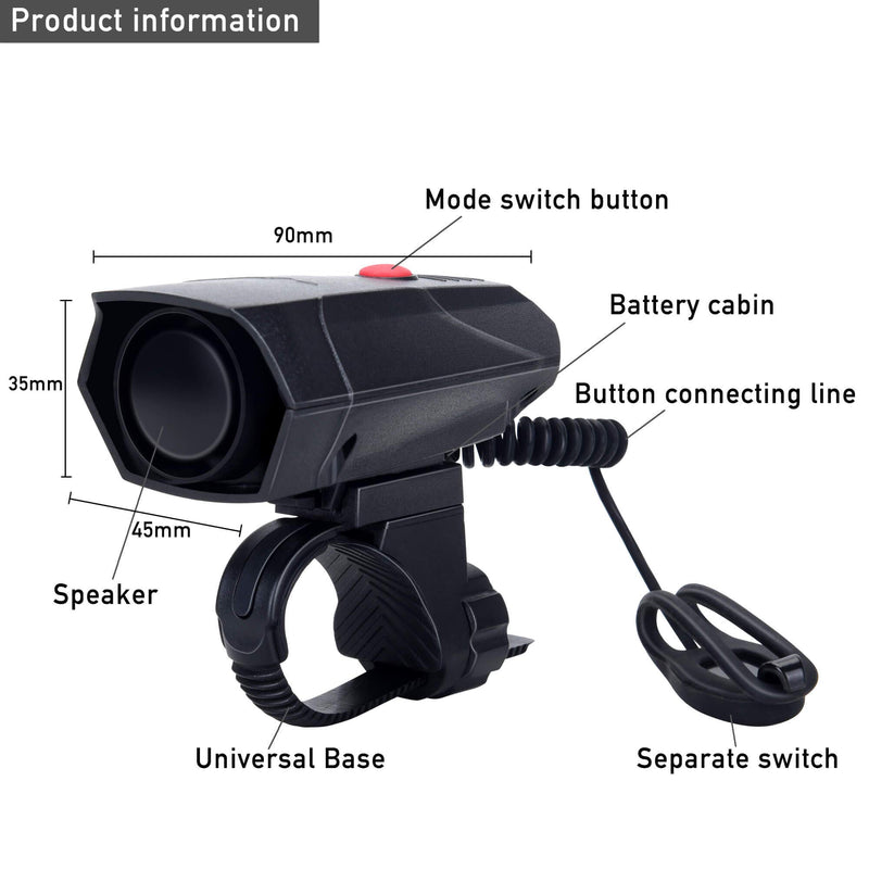 DAWAY A14 Loud Electric Bike Horn - 5 Modes Sound 110 DB Bicycle Cycling Handlebar Ring Alarm Bells with Free Screwdriver, Practical Gift for Kids Adults