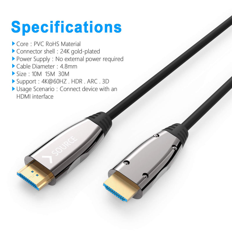 Fiber Optic HDMI Cable,DELONG 30ft Long HDMI Cable Support 4K UHD 60Hz at 18Gbps Ultra high Speed,Suitable for HDTV/TVBOX/Gaming Box/Projector/Nintendo Switch (100ft/50ft/30ft Optional) 10m 30ft/10m