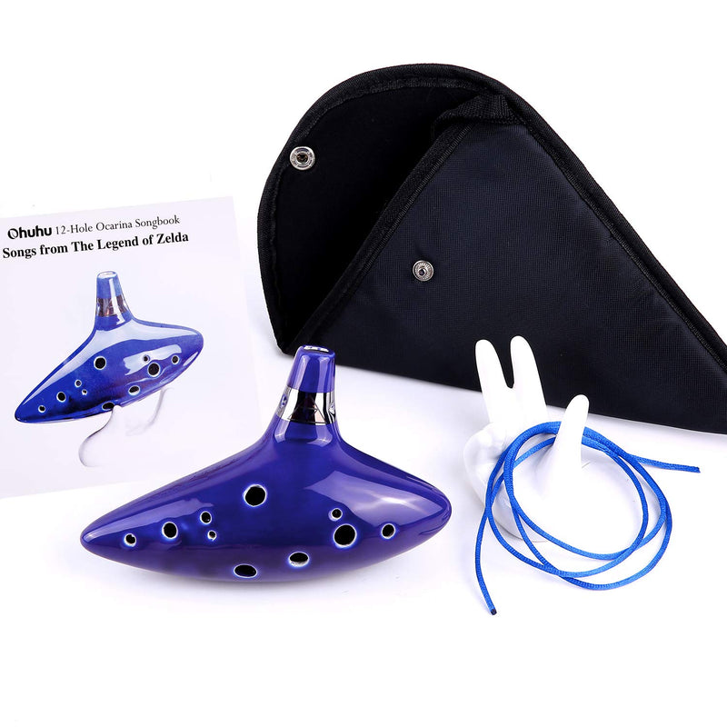 Ohuhu Zelda Ocarina with Song Book (Songs From the Legend of Zelda), 12 Hole Alto C Zelda Ocarinas Play by Link Triforce Gift for Zelda Fans with Display Stand Protective Bag