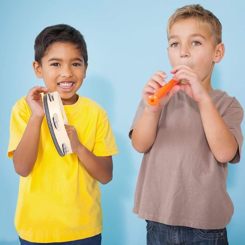 Dreokee Tambourine for Adults, 8 inch Wood Handheld Tambourine Single Row 6 Pairs Jingles 8inches