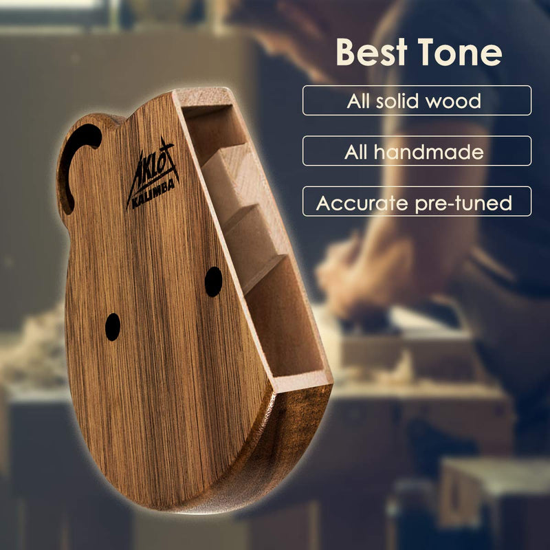 Kalimba 17 Keys Thumb Piano Solid Wood Finger Piano Start Kits African Instrument with Protective Case Tuning Hammer Study Booklet Cleaning Cloth from AKLOT Bear Wood Kalimba