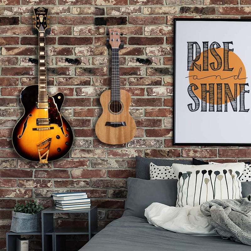 MoKo Guitar Wall Mount Hanger 4-Pack, Guitar Hanger Wall Hook Holder Stand for Bass Electric Acoustic Guitar Ukulele Guitar Wall Hanger Bracket Guitar Hanger for Studio Room - Black