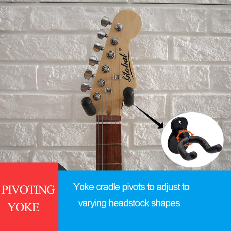 Guitar Hanger Guitar Wall Mount Holder Hook Stand, String Instruments Wall Hangers Stands Holders Hooks for Acoustic Electric Bass Classical Ukulele Guitars-Black