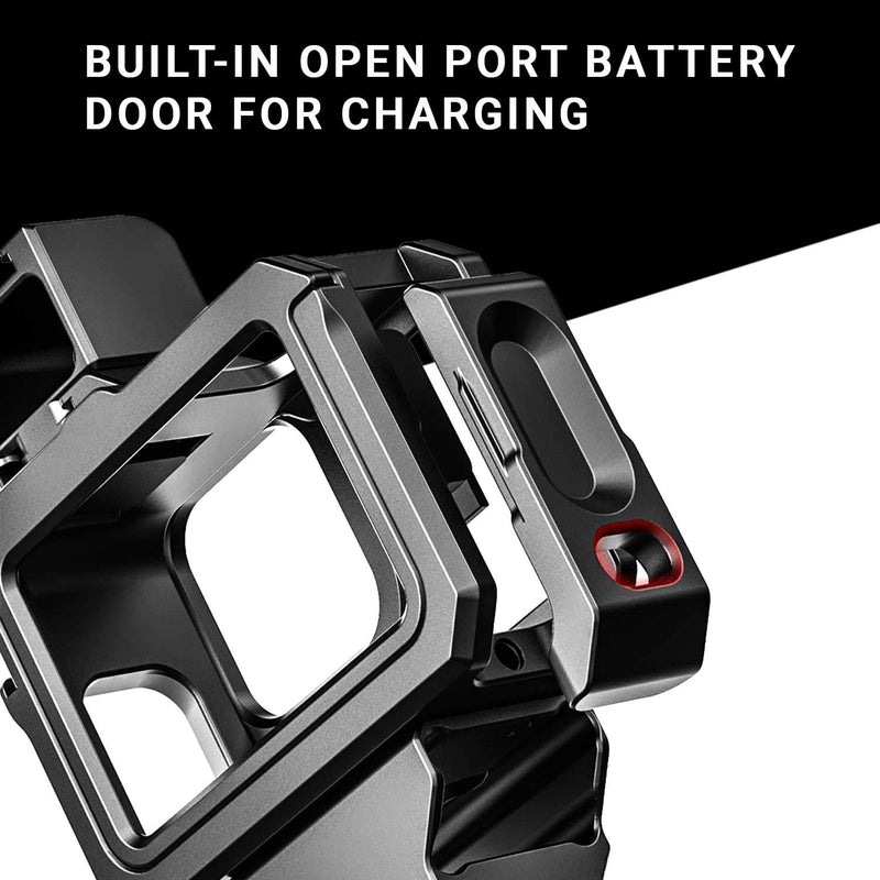 Ulanzi G9-5 CNC Camera Vlog Cage for GoPro HERO9 | Dual Cold Shoe Mounts with Audio Mic Adapter Housing Compatible with GoPro Hero 9 Camera