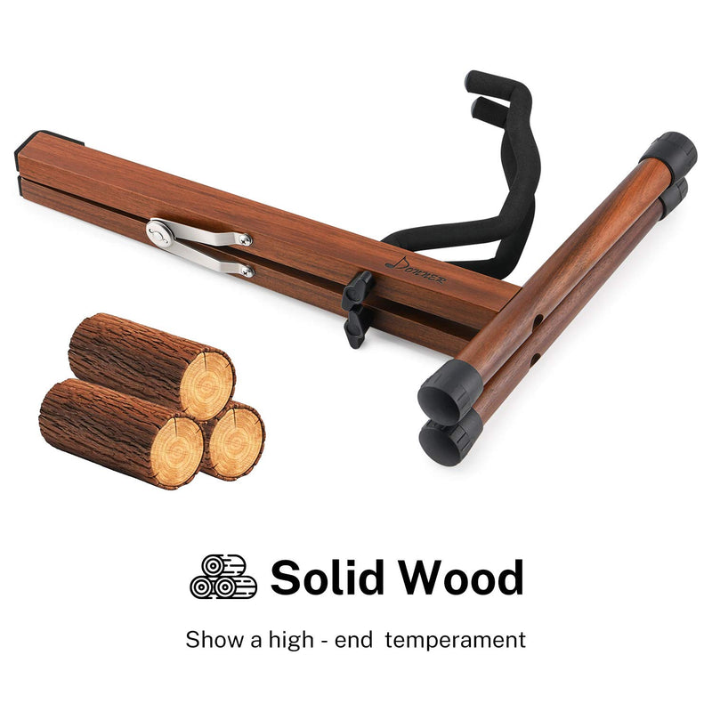 Donner Wood Guitar Stand, Acoustic Electric Guitar Floor Stand, A Frame Folding Guitar Holder Adjustable for Bass, Cello, Mandolin, Banjo, Ukulele