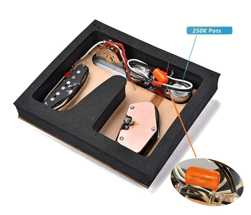 Saddle Bridge Plate Loaded Alnico V Pickups, 3-way Switch Control Plate with Tone Volume Knobs, Assembled Orange Drop Capacitor/Potentiometer for Fender Telecaster TL Electric Guitars, Chrome