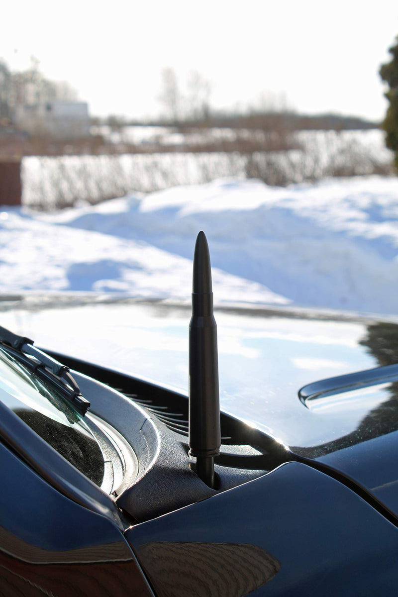 AntennaMastsRus - 50 Caliber Bullet Aluminum Antenna is Compatible with Chevrolet Silverado 1500 (2006-2021) 50 Cal Bullet Black