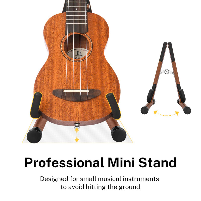 Donner Wood Ukulele Stand, Mandolin Floor Stand Folding A Frame Holder for Concert Soprano Tenor Ukuleles, Mandolins and Violins