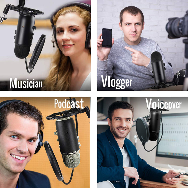 AUPHONIX PRO Microphone Shock Mount – Shockmount Compatible w/Blue Yeti, Yeti Pro, & Snowball Mic