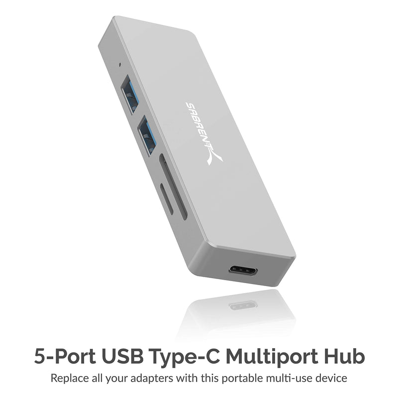 Sabrent 5 in 1 USB C Multi-Port HUB for Windows & Mac OS | SD & Micro SD Card-Reader | HDMI 2.0 Port - Up to 4K @30Hz | 2 x USB 3.0 Ports (HB-HUCR) 5 in 1 USB C Hub