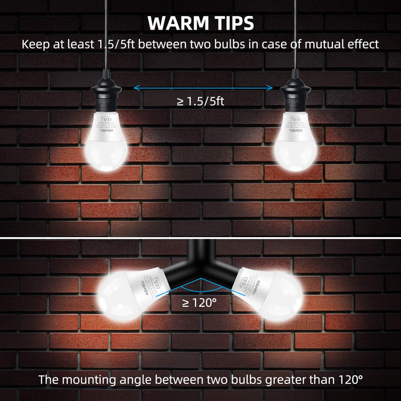 MikeWin Outdoor Dusk to Dawn Light Bulbs 2 Pack, 12W(100W Equivalent), E26 5000K, Built-in Photocell Detector, Auto On/Off, Smart Sensor LED Lighting Bulb for Porch Hallway Garage Boundary Cool White 5000K 2p