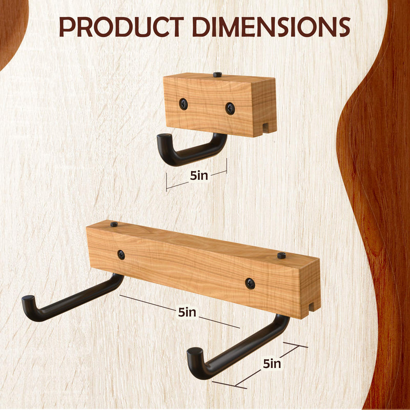 RawRock Horizontal Guitar Hanger Tilt and Display Your Guitar, Ukulele, Bass, Electric Guitar, Banjo at a Slanted Angle Sideways - Hang for easy access (Clear Finish) Clear Finish