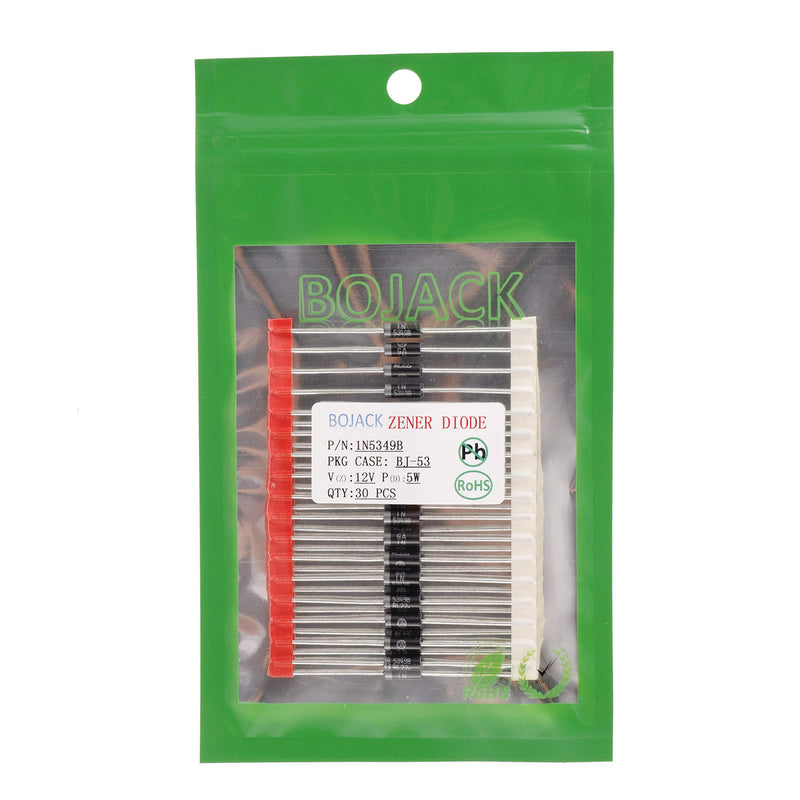 BOJACK 1N5349B 5W 12V Power Zener Diodes 1N5349 5 Watt 12 Volt Axial Diodes T-18(Pack of 30 Pcs)