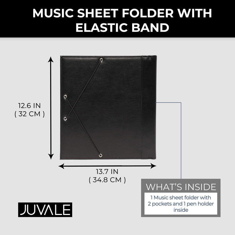 Music Sheet Folder with Elastic Band (12.6 x 13.7 in, Black)