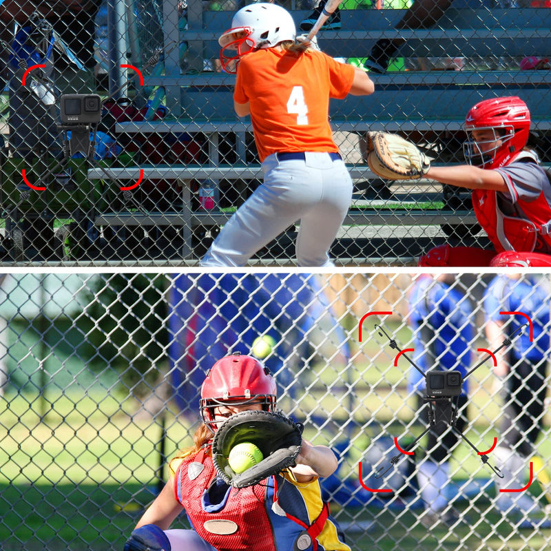 Koqeiey Net/Chain Link Fence Mount Compatible with GoPro Action Cameras and One X2,Smart Phones ,Mevo Start, and Other Action Cameras for Softball, Baseball, Football Games Recording