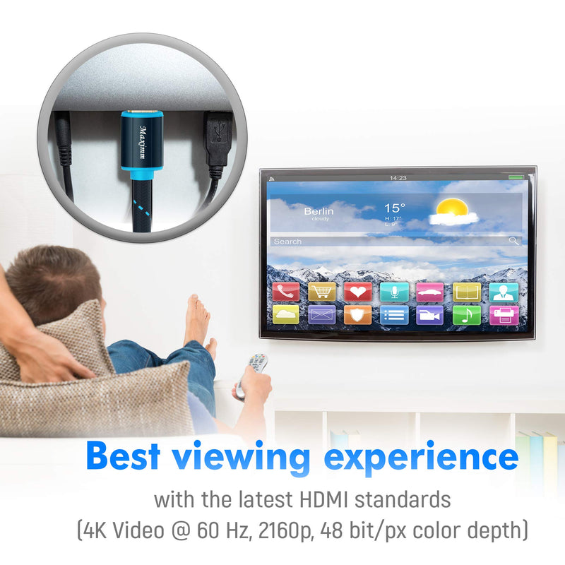 Maximm High-Speed HDMI 2.0 4K Nylon Braided Cable, 4 Feet, 5-Pack (Includes Cable Clips, Ties and Right Angle Adapter) 5 Pack