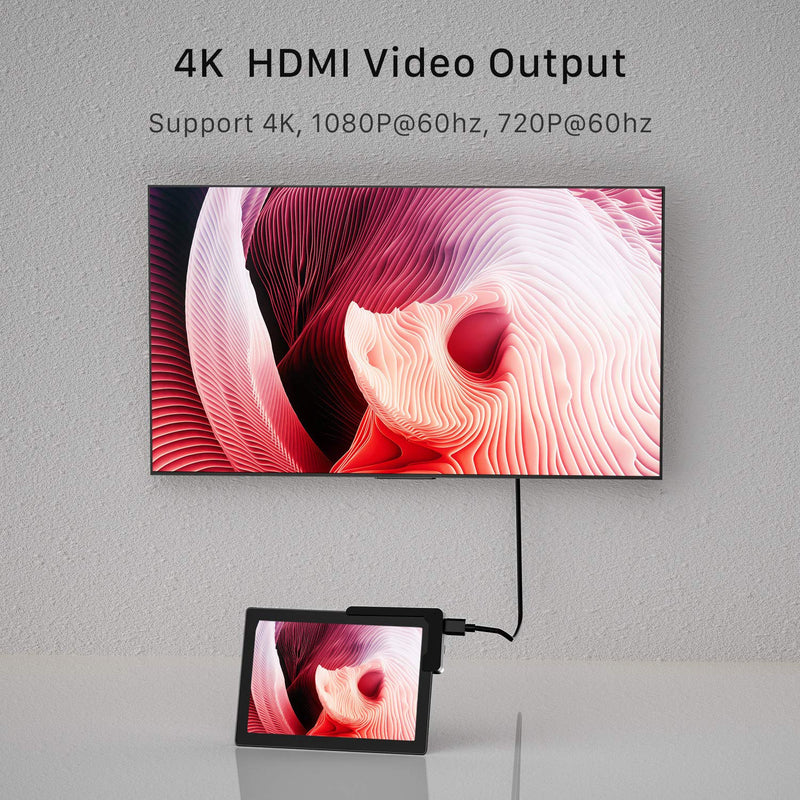 BYEASY Surface Pro 7 Docking Station, Microsoft Surface Pro 7 Accessories with 4K HDMI, 60W USB-C PD Charging, SD/TF Card Reader, 2 USB 3.0 - Bend Angle Design Customized for Surface Pro 7 Only