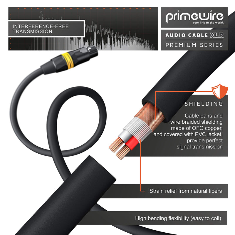 Primewire audio cable XLR male jack to XLR female jack- 5m - microphone cable - 4 Colour rings each - OFC oxygen free copper - for microphones Hifi mixing console speaker - shielded - flexible