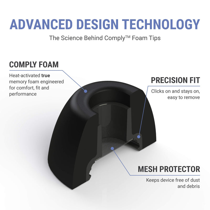 Comply Foam Apple AirPods Pro 2.0 Earbud Tips. Comfortable. Clicks On. Stays Put. Noise Canceling. Fits in Charging Case (Large, 3 Pairs) Large