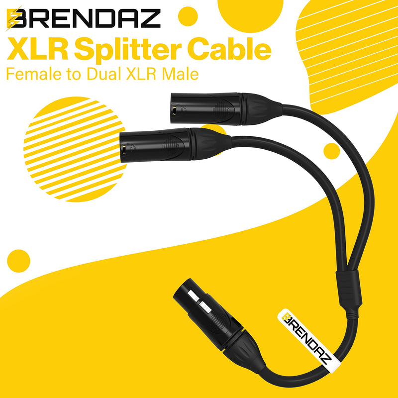 (2 Pack) BRENDAZ XLR Splitter Cable, XLR Female to Dual XLR Male Y Cable, Compatible with Microphone, Audio Mixer, Speaker,
