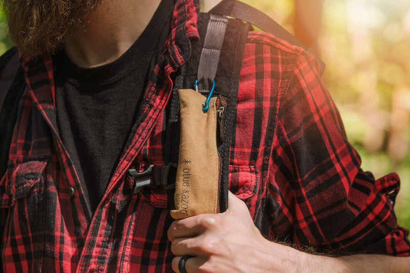 The Original Blue Kazoo | Ultralight Aluminum Backpacking Kazoo | Canvas Bag and Carabiner