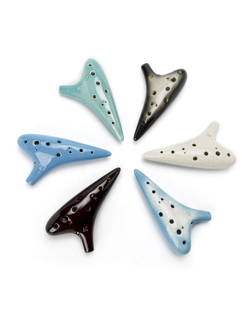 ”Joy of Wood Thrush” 12 Hole Alto C Ceramic Ocarina in Exquisite Craft (Water Blue) Water Blue