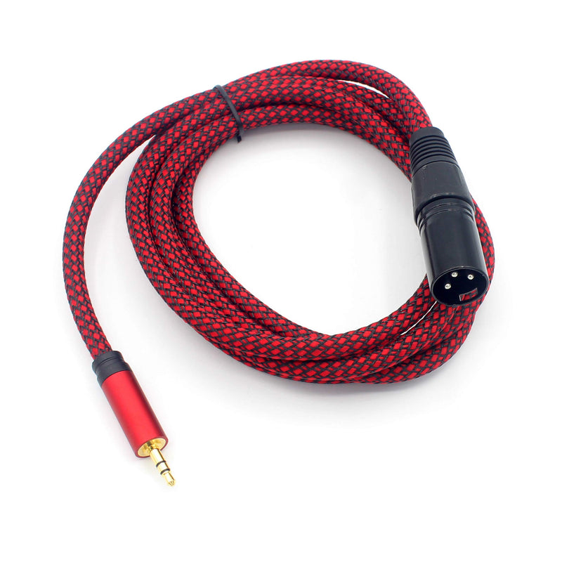 LoongGate 3.5mm (1/8 Inch) TRS Stereo Male to XLR Male Braided Nylon Microphone Cable for Smartphone, Computer, Video Camera (XLRM 3M, Red) XLRM 3M