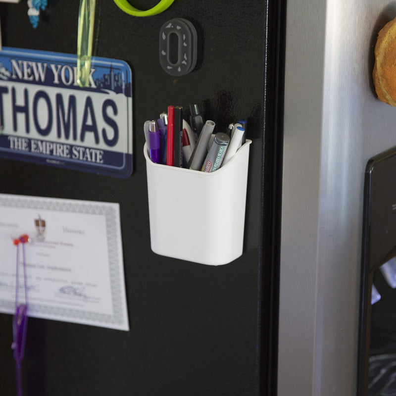 Officemate Magnet Plus Magnetic Pencil Cup, White (92540) 4.72" Organizer
