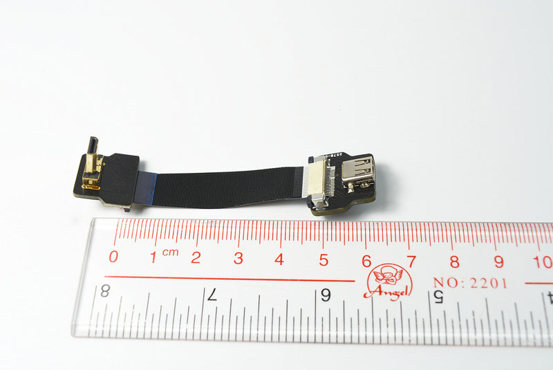 Black FPV Flat HDMI Cable Micro HDMI male 90 degree angled to Micro HDMI female for panasonic lumix GH4 blackmagic BMPCC sony alpha sony A5000 A6000 A7R A7S (5CM) 5CM