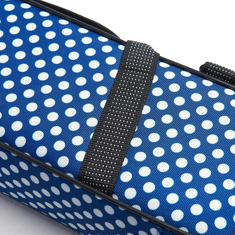 Beaumont "Blue Polka Dot" Flute Case With Shoulder Strap - C-Foot Flute Hard Case Cover - Lightweight Canvas C Case for Yamaha, Jupiter, Trevor James Flute Instrument Case Blue Polka Dot
