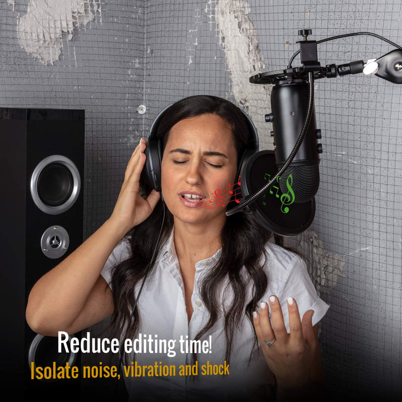 AUPHONIX PRO Microphone Shock Mount – Shockmount Compatible w/Blue Yeti, Yeti Pro, & Snowball Mic