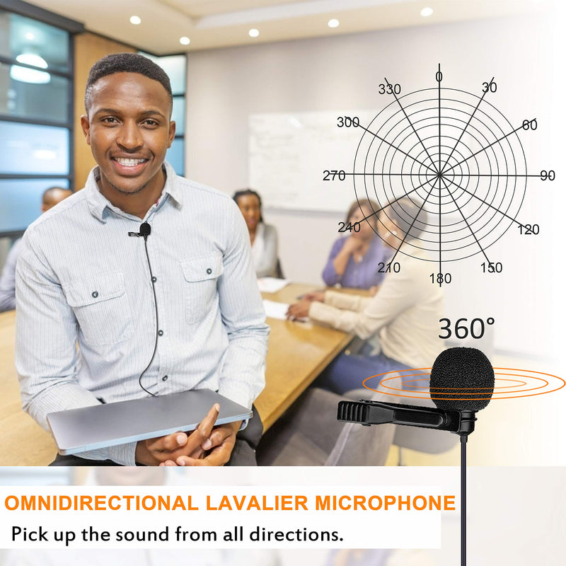 Comica CVM-SM-O1 Professional Lavalier Lapel Microphone, Omnidirectional 3.5mm TRS Clip-on Condenser Mic Compatible with DSLR Camera, Comica BoomX-D, Sennheiser, and Other Wireless Transmitter(3.94ft)