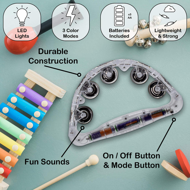 Clear LED Light up Musical Flashing Tambourine