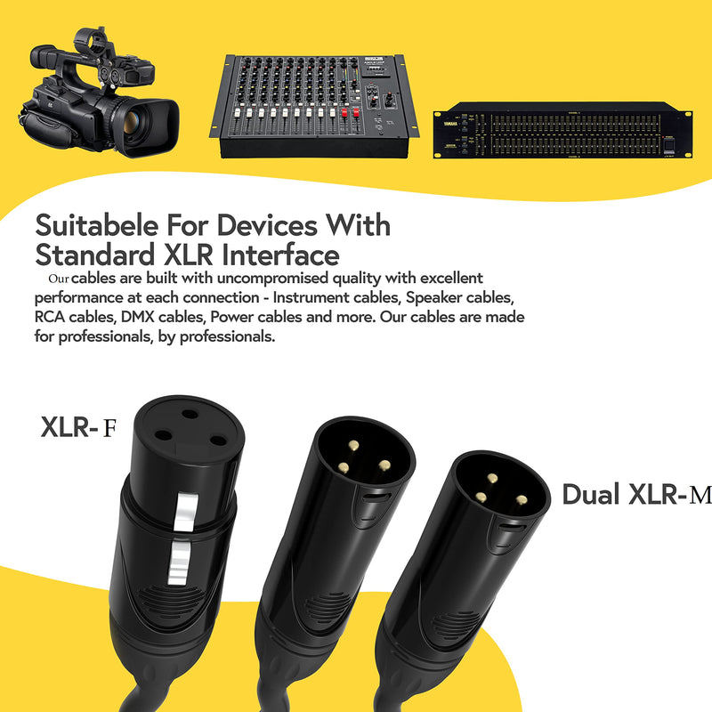 (2 Pack) BRENDAZ XLR Splitter Cable, XLR Female to Dual XLR Male Y Cable, Compatible with Microphone, Audio Mixer, Speaker,